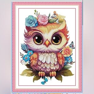 New Stamped Cross Stitch Kits,11CT Printed Patter, DMC Threads-Flowers and Owls